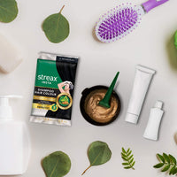 Streax Insta Shampoo Hair Colour for Men & Women, Natural Black, 25ml (Pack of 8) | Enriched with Almond Oil & Noni Extracts | Long-Lasting Instant Colour