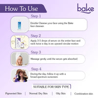 BAKE 2% Kojic Acid Face Serum with 5% Niacinamide & 2% Glycolic Acid for Pigmentation & Dark Spots | For Dark Circles, Tan Removal & Sun Damaged Skin | Skin Brightening & Glowing | 30ml