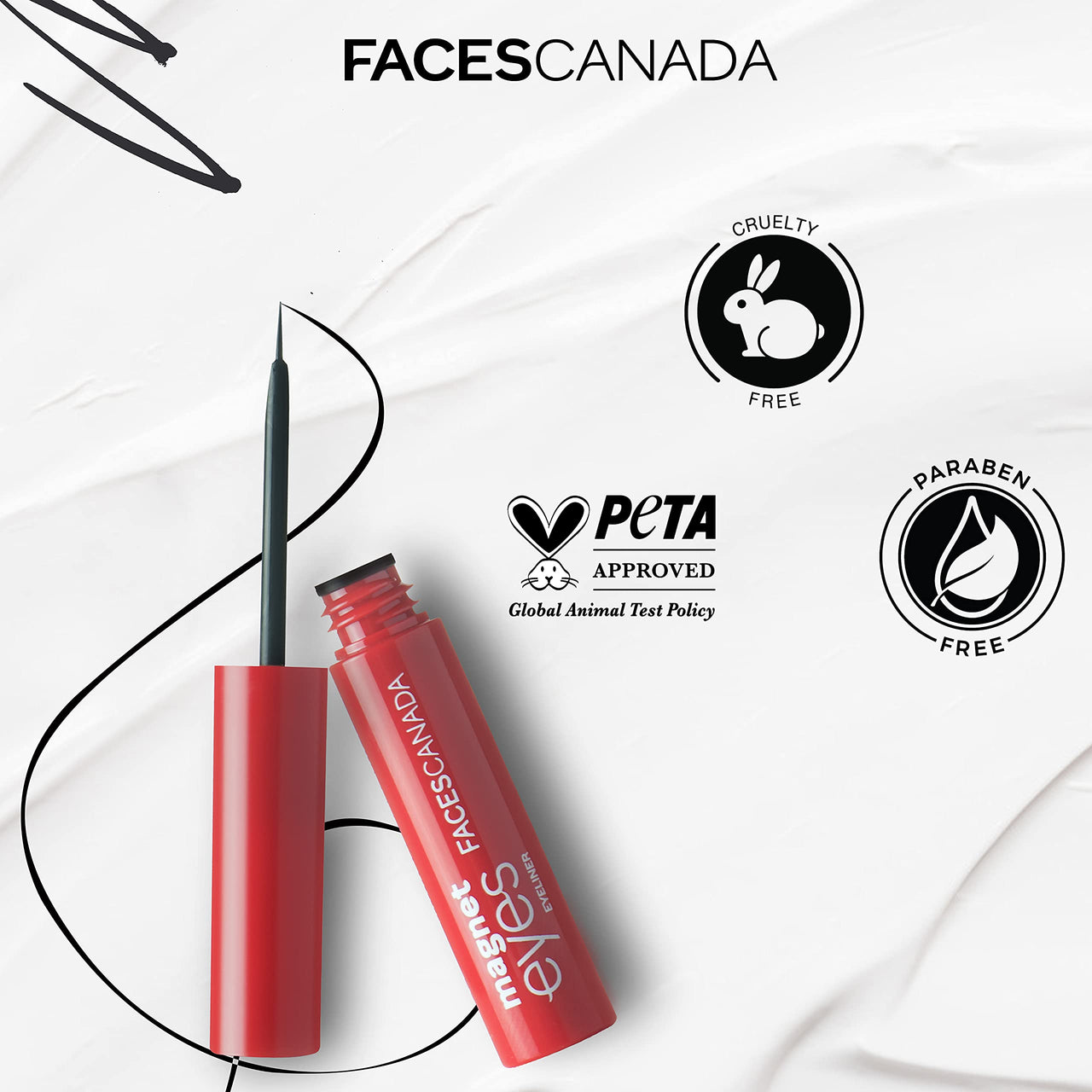 FACES CANADA Magneteyes Eyeliner - Black, 3.5ml | Intense Matte Finish | Quick Drying | 24HR Long Lasting | Fine Tip For Precise Smooth Application | Almond Oil Enriched | Waterproof | Smudgeproof