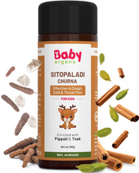 Babyorgano Sitopaladi Churna or Churan (1-15 Years) - Ayurvedic Classical Remedy for Cough Cold, Sore Throat & Digestive Wellness for Kids - 100gm