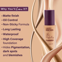 Hilary Rhoda Skin Perfecting Foundation | With SPF 15 | Super Matte Finish | Full Coverage | Oil-Control & Paraben-Free | 6 Shades | Conceals Fine Lines & Blemishes | 30g (Spiced Sand| Shade 05)