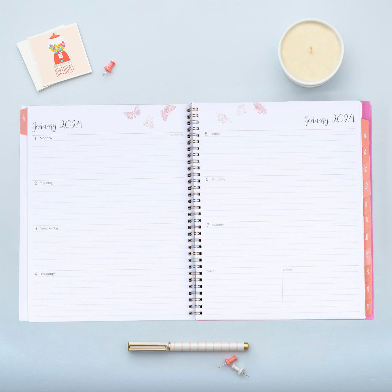 Blue Sky 2024 Weekly and Monthly Planner, January - December, 8.5" x 11", Frosted Cover, Wirebound, Fly By (140195-24) 8.5" x 11" New Version