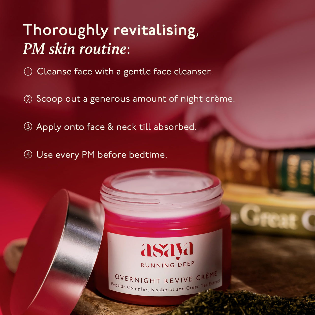 Asaya Night Peptide Moisturizer | Korean Night Cream with Collagen-Boosting Peptides & Bisabolol | Hydrating & Brightening | Firms Skin & Repairs Barrier | Anti-Aging Night Repair Cream | Green Tea Extract for Purified Glow | Lightweight & Non-Greasy | Fo