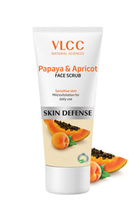 VLCC Papaya & Apricot Face Scrub - 80g | Gentle Scrub to Remove Dead Skin, Dirt. Reduces Dark Spots. Lightens Skin Tone. Mild Exfoliating Scrub | Sensitive Skin Scrub | Remove Blackheads & Whiteheads.