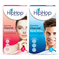 HipHop Skincare Charcoal Nose Strips Combo for Men & Women, Blackhead & Whitehead Remover, Pore Cleanser - Pack of 2 (3 Strips each)