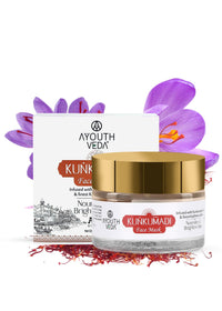 Ayouthveda Kunkumadi Face Mask | Infused with Kumkumadi Taila, Sandalwood, Turmeric & Finest Kashmiri Saffron | Helps to Tighten Pores & Boost Skin Radiance (Pack Of 1-50gm)