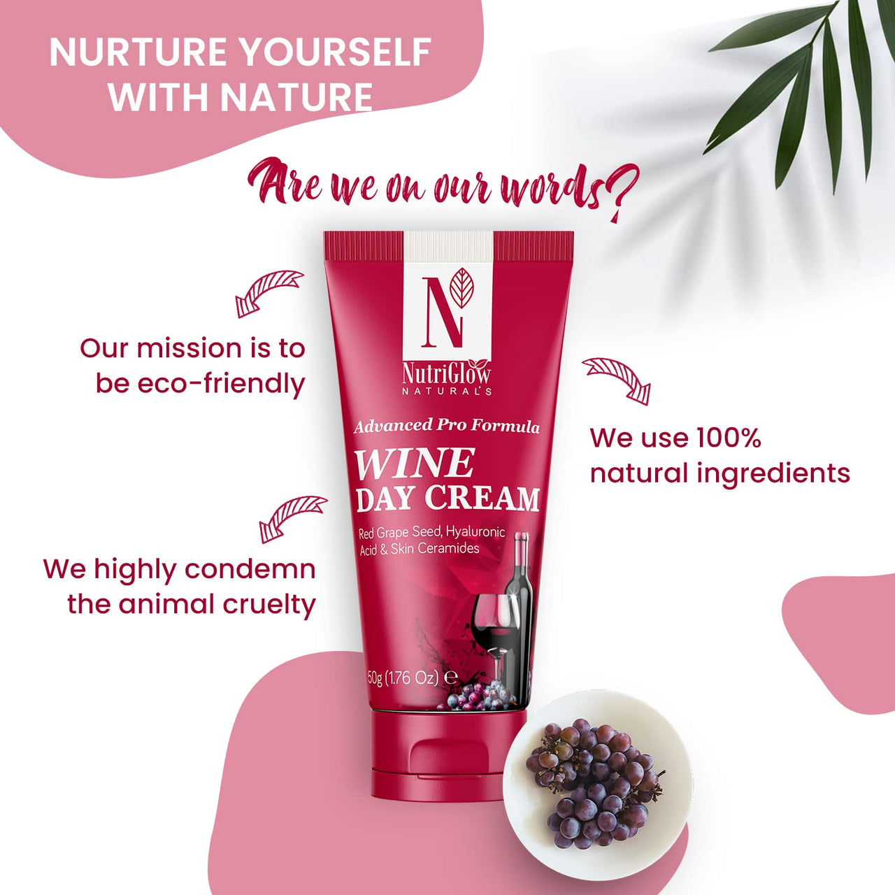 NutriGlow NATURAL'S Advanced Pro Formula Wine Day Cream for Brighter, Glowing Skin (50 g)