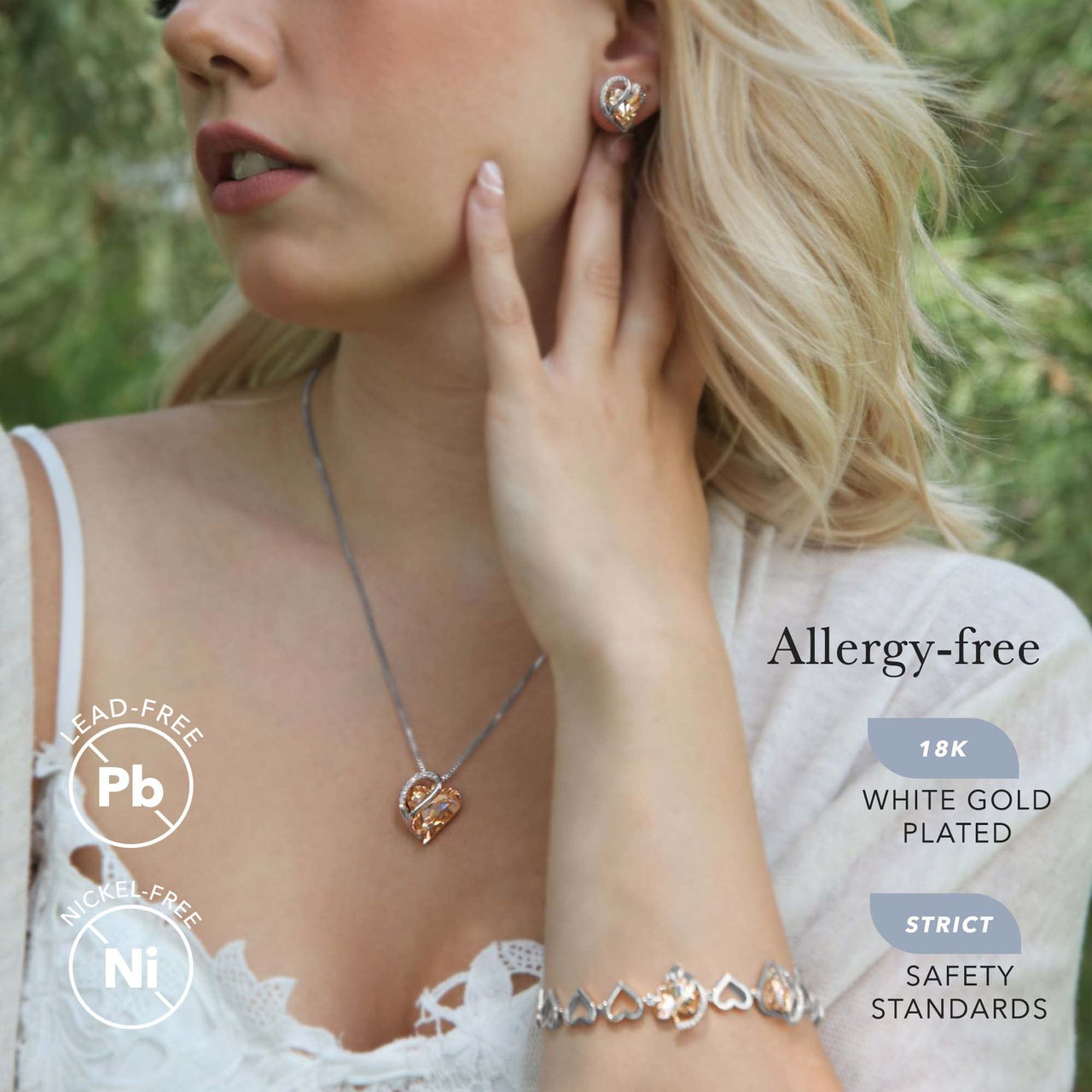 Leafael Women’s Silver Plated Infinity Love Heart Pendant Necklace with Birthstone Crystals, Jewelry Gifts for Her, 18 + 2 inch Chain, Anniversary Birthday Mother's  Necklaces for Wife Mom Girlfriend 16-Energy-Calcite Orange