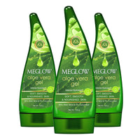Meglow Aloe Vera Gel for Intense Hydration | Get Soft, Smooth & Nourished Skin | Pure Aloe Vera Gel with Cucumber Extracts | Naturally Hydrating & Skin Moisturizing Gel Pack of 3 (125g each)