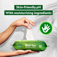 Dettol Germ Protection Wet Wipes for Skin & Surfaces, Original - 40 Count (Pack of 3)|| Moisture-Lock Lid