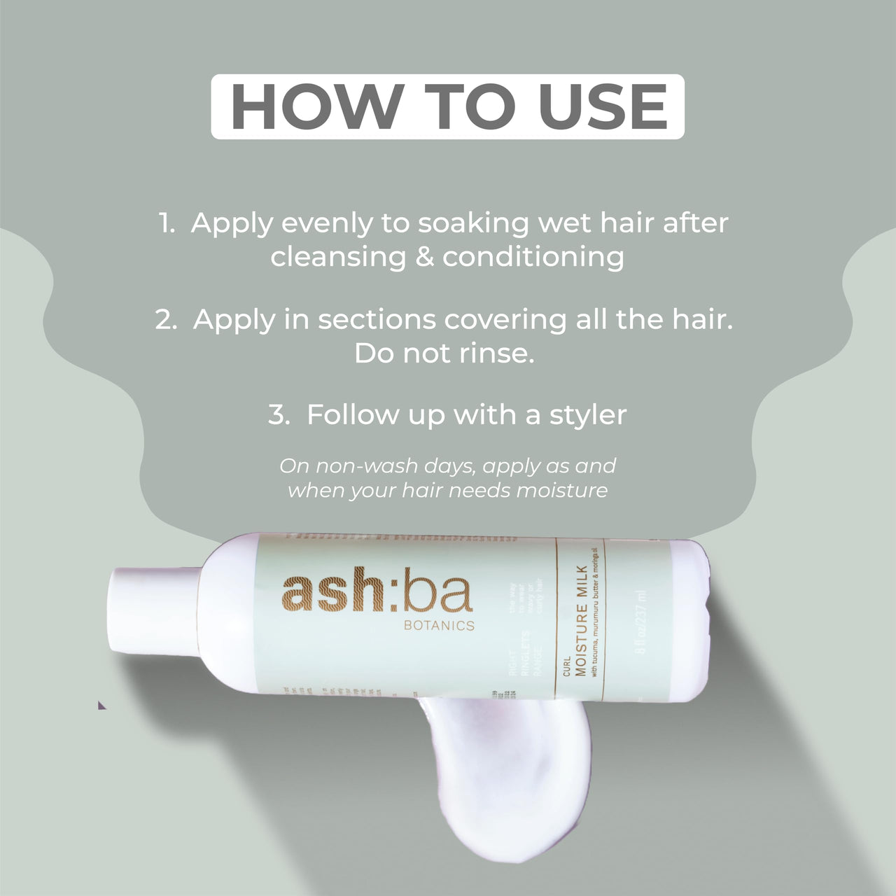 Ashba Botanics Curl Moisture Milk For Very Dry, Frizzy, Damaged, Curly & Wavy Hair | Leave In Cream with Moringa, Argan & Shea Butter For Deep Moisture, Frizz Control & Shine | For Men & Women - 100ml