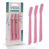 Vega Eyebrow Shaper for Women - Pack of 3 Reusable Face Razor, Painless Facial Hair Removal, Razor for Face, Eyebrows, Upper Lips, Chin, Side Locks, Forehead, (ESS-01)