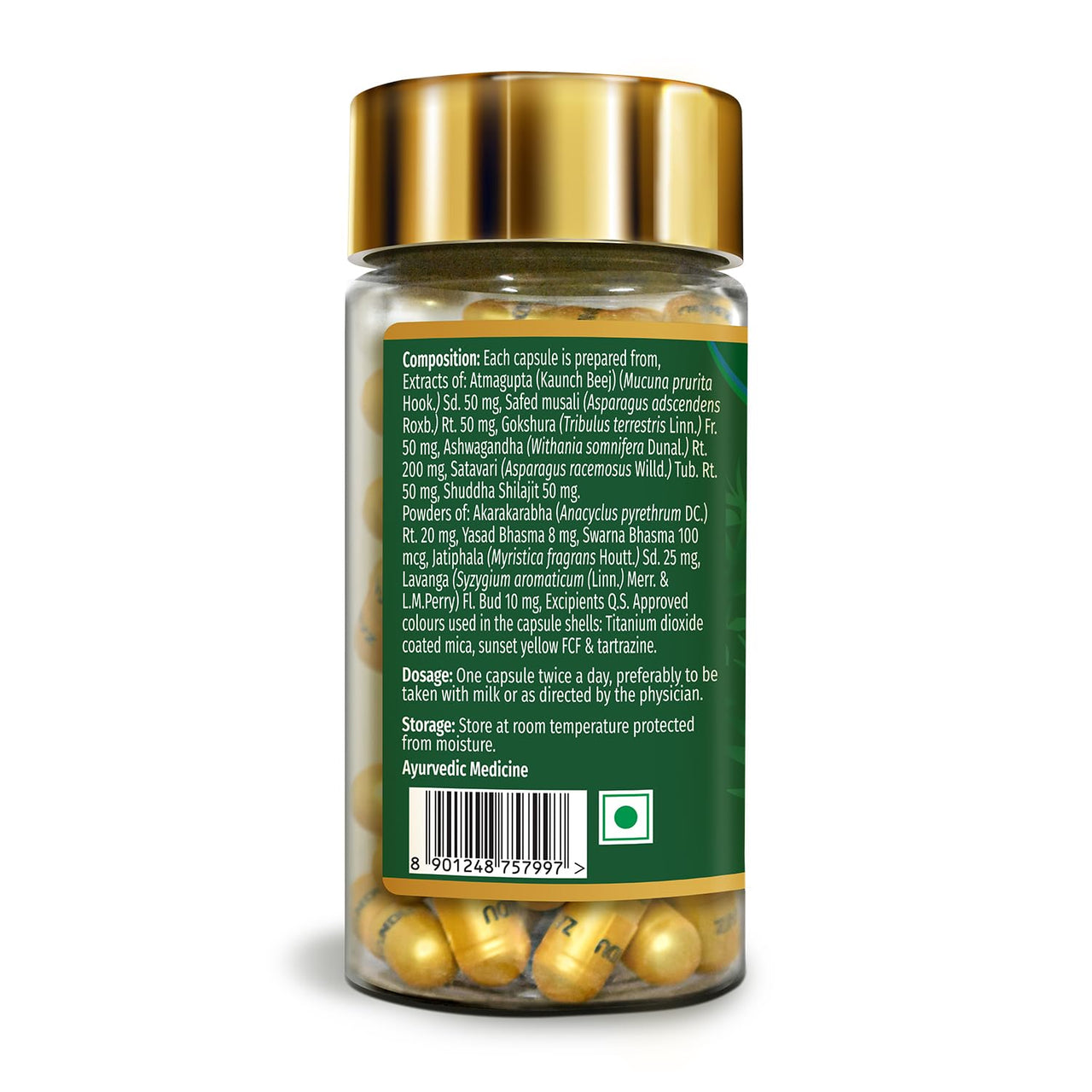 Zandu Ashwagandha Gold Plus Capsules | Upgrade your Ashwagandha with the goodness of Gold | Reduces Stress, Boosts Immunity & Stamina | 60 capsules I 11 Potent ingredients such as Gokshura, Safed Musali and more