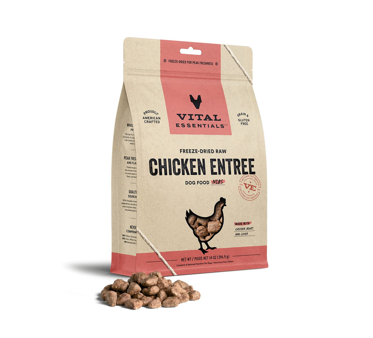 Vital Essentials Freeze-Dried Raw Dog Food, Chicken Nibs Entree, 14 oz