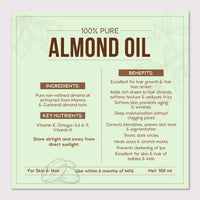 Nat Habit 100% Pure Almond Oil (Rogan Badam), For Skin & Hair, Non-Refined, Chemical Free & Preservative Free - 100 ml