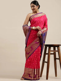 Pandadi Saree Women's  Banarasi Silk Saree With Unstitched Blouse Piece