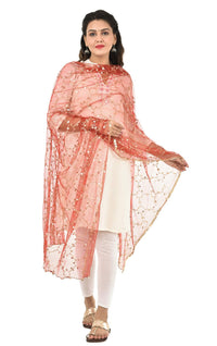 YOUTHQUAKE Heavy Embellished Plastic Mirror Net Dupatta for Womens & Girls