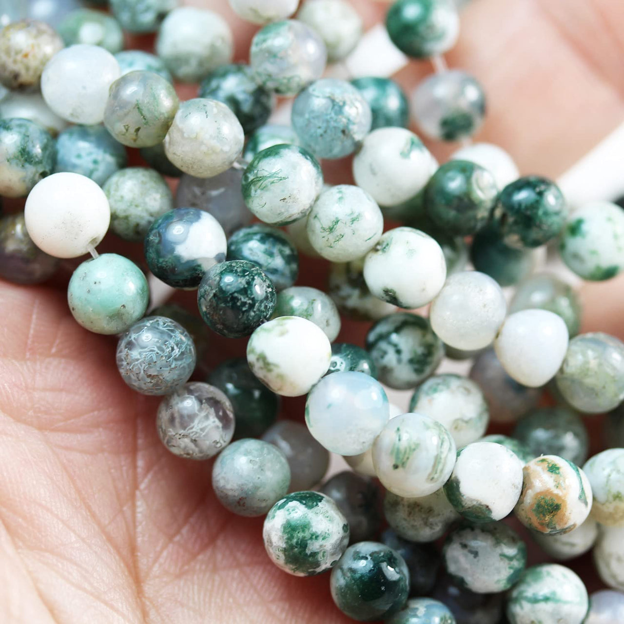 Agate Natural Gemstone Beads for Making Jewellery Energy Healing Crystals Jewelry Chakra Crystal Jewelry Beading Supplies Tree Agate 10mm 15.5inch About 36-40 Beads