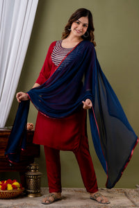 LookMark Womens Cotton Rayon Kurta and Pant Set with Dupatta