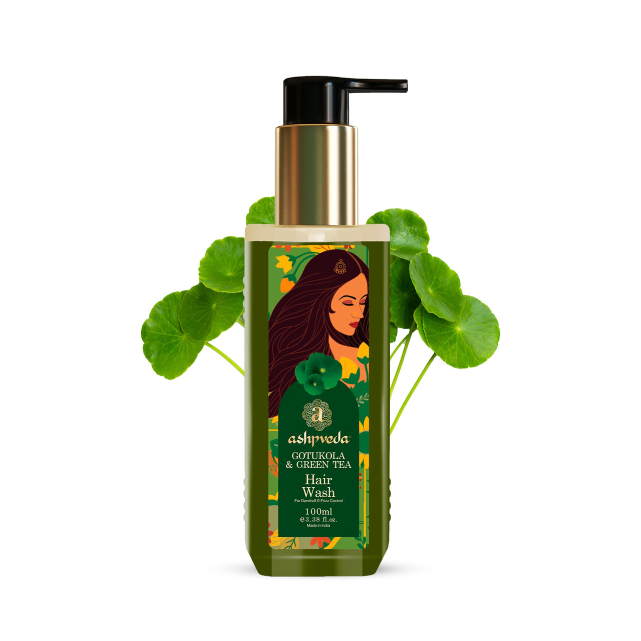 Ashpveda Gotu Kola and Green Tea Hair Wash Shampoo - Promotes Healthy, Silky-Smooth Hair - Natural Ingredients For Dandruff & Frizz Control (100 ml)