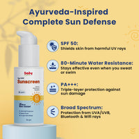 Babyorgano Natural Sunscreen For kids (2+ years) SPF 50 PA+++ UVA/UVB/Suits all Skin Type |Sun Protection |Deep Hydration 50gm (Pack of 1)