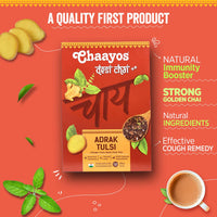 Chaayos Adrak Tulsi Tea - Premium Chai Patti for Stronger Immunity - 1kg (500 Cups) | Flavoured Tea | Black Tea | Ginger and Basil Masala Tea | Assam Tea | Chai Masala