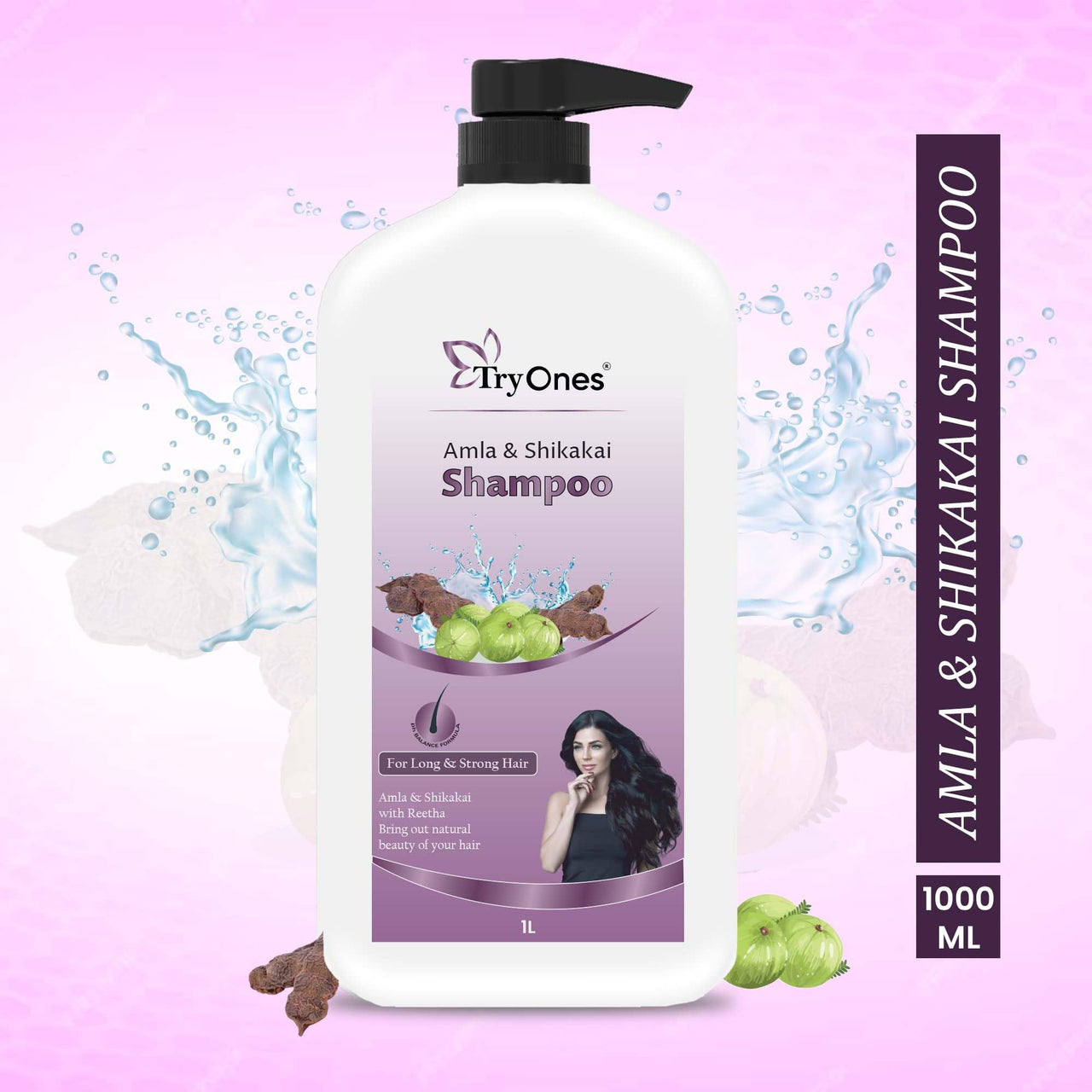 TryOnes Amla Shikakai Shampoo For Thick&Strong Hair,Damage Control,Hair Growth&Hair Fall|For Women&Men(1000 Ml)