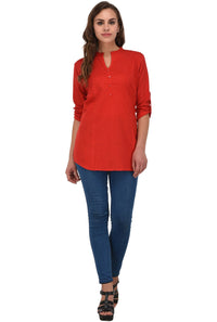 Pistaa's  Women's  Best Cotton Comfort Black Short Kurti with Fold up Sleeves