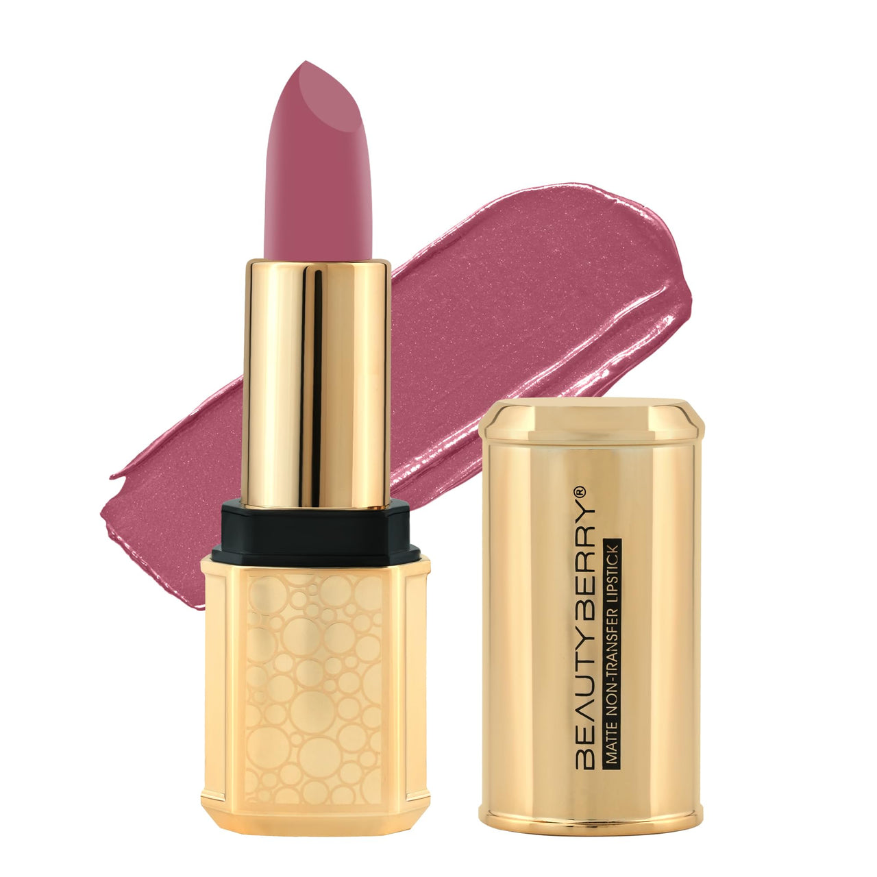 Beauty Berry Bold Babe Non-Transfer Matte Lipstick | Highly Pigmented, Lightweight, Smudge Proof & Waterproof Lipstick | Single Swipe Application, Long Lasting Lipstick for Women (Dusty Pink)