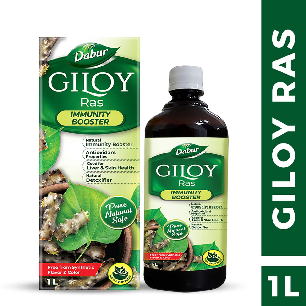 Dabur Giloy Juice - 1L | Ayurvedic Health Juice for Immunity | With Natural Source Of Antioxidants | Detoxifies & Rejuvenates Body | Good For Liver & Skin Health