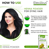 Elecious Natural Henna Powder For Hair Colour and Growth (200 Grams)