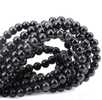 100Pcs Natural Crystal Beads Stone Gemstone Round Loose Energy Healing Beads with Free Crystal Stretch Cord for Jewelry Making (Black Obsidian, 8MM) Black Obsidian