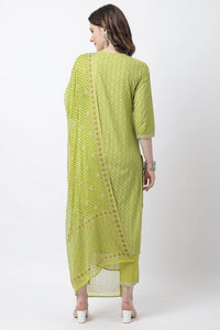 Rajnandini Women's  Pure Jaipur Printed Cotton Jaipuri Printed Kurta Set With Dupatta (JOPLVL281_Mehndi Green)