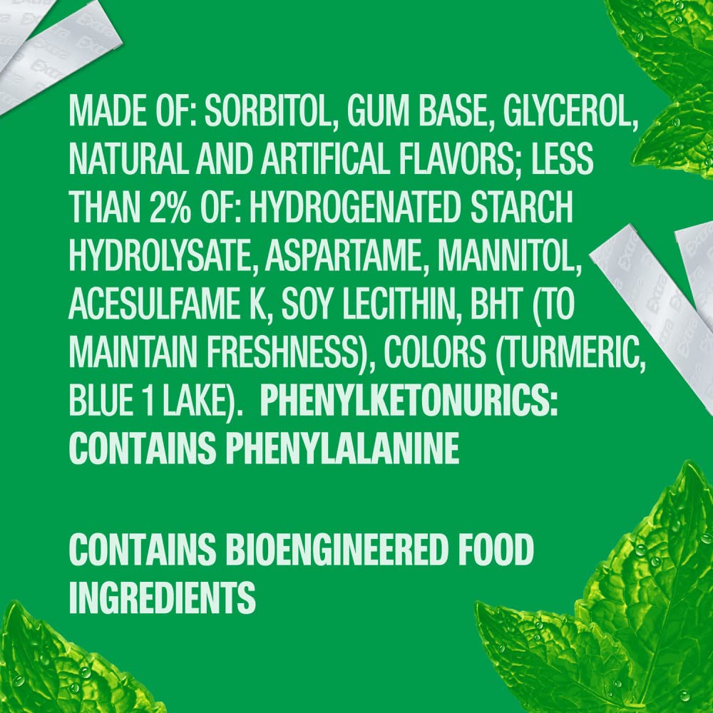 EXTRA Spearmint Sugar Free Chewing Gum Spring Break Travel Accessories, 15 Count (Pack of 3)