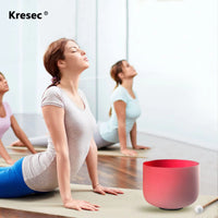 Kresec Red 8 Inch Crystal Singing Bowl C Note (¡À40 cents) Root Chakra with O-ring and Mallet for Meditation, Yoga, Spiritual and Body Healing and Energy Cleansing Red C Note