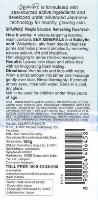 Spawake Anti Acne Care, Pimple Solution Refreshing Face Wash, 100g