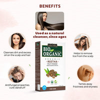 INDUS VALLEY Bio Organic Reetha Powder | Sapindus mukorossi | 100% Organic & Chemical Free Skin Cleanser (100g*2= 200g)