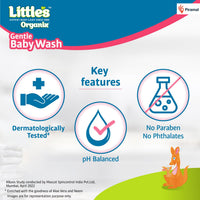 Little's Organix Gentle Baby Wash 400ml - Pump Pack | Dermatologically tested | With Organic Aloe Vera & Neem | pH balanced | All skin types