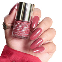 DeBelle Gel Nail Polish Scarlet Ruby(Pastel Bargundy)|Non UV - Glossy Finish |Chip Resistant | Seaweed Enriched Formula| Long Lasting|Cruelty and Toxic Free| 8ml