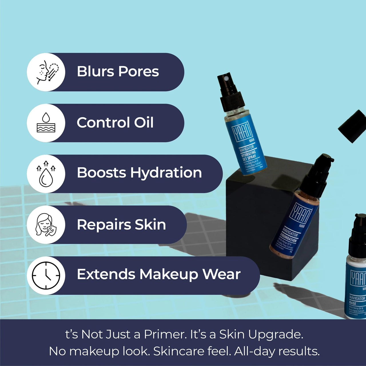 Yaan Man Base, 30gm | Long lasting, Smooth, Light-Weight Primer For Men| Natural Finish | For All Skin Types