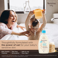 Aveeno Baby Daily Moisture Wash and Shampoo (354ml) | Cleanses hair & body | Oat kernel extract & glycerin | Tear-free, soap-free, paraben-free, hypoallergenic | US #1 Pediatrician recommended