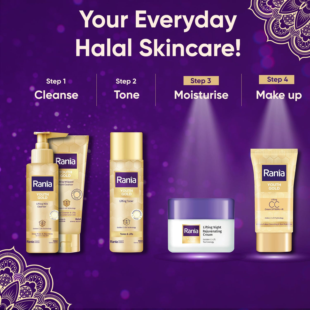 Rania CC Cream SPF50PA++IR with Vitamin C,24K Gold & Rania Night Cream with Vitamin C, 24K Gold, Niacinamide