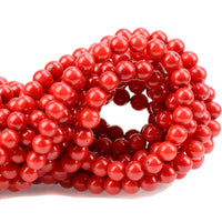 100Pcs Natural Crystal Beads Stone Gemstone Round Loose Energy Healing Beads with Free Crystal Stretch Cord for Jewelry Making (Red Coral, 8MM) Red Coral