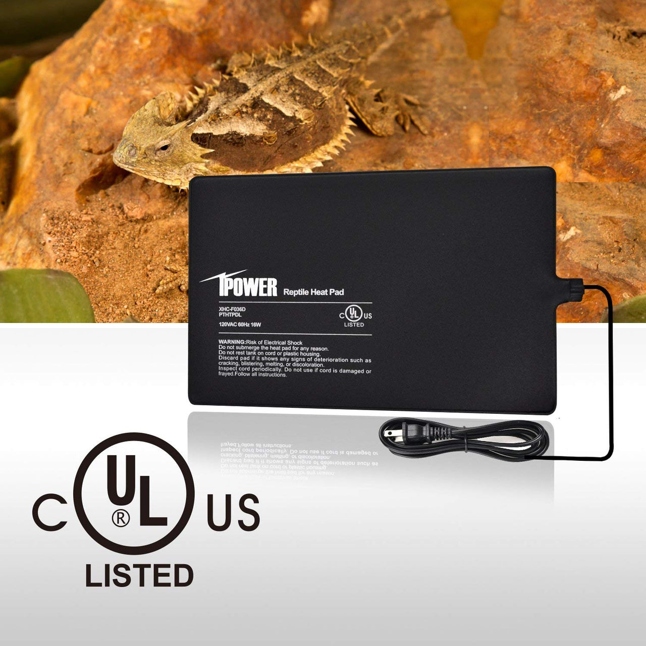 iPower Reptile Heat Pad 4W/8W/16W/24W Under Tank Terrarium Warmer Heating Mat and Digital Thermostat Controller for Turtles Lizards Frogs and Other Small Animals, Multi Sizes 8" x 12" Black/Heat Pad + Thermometer