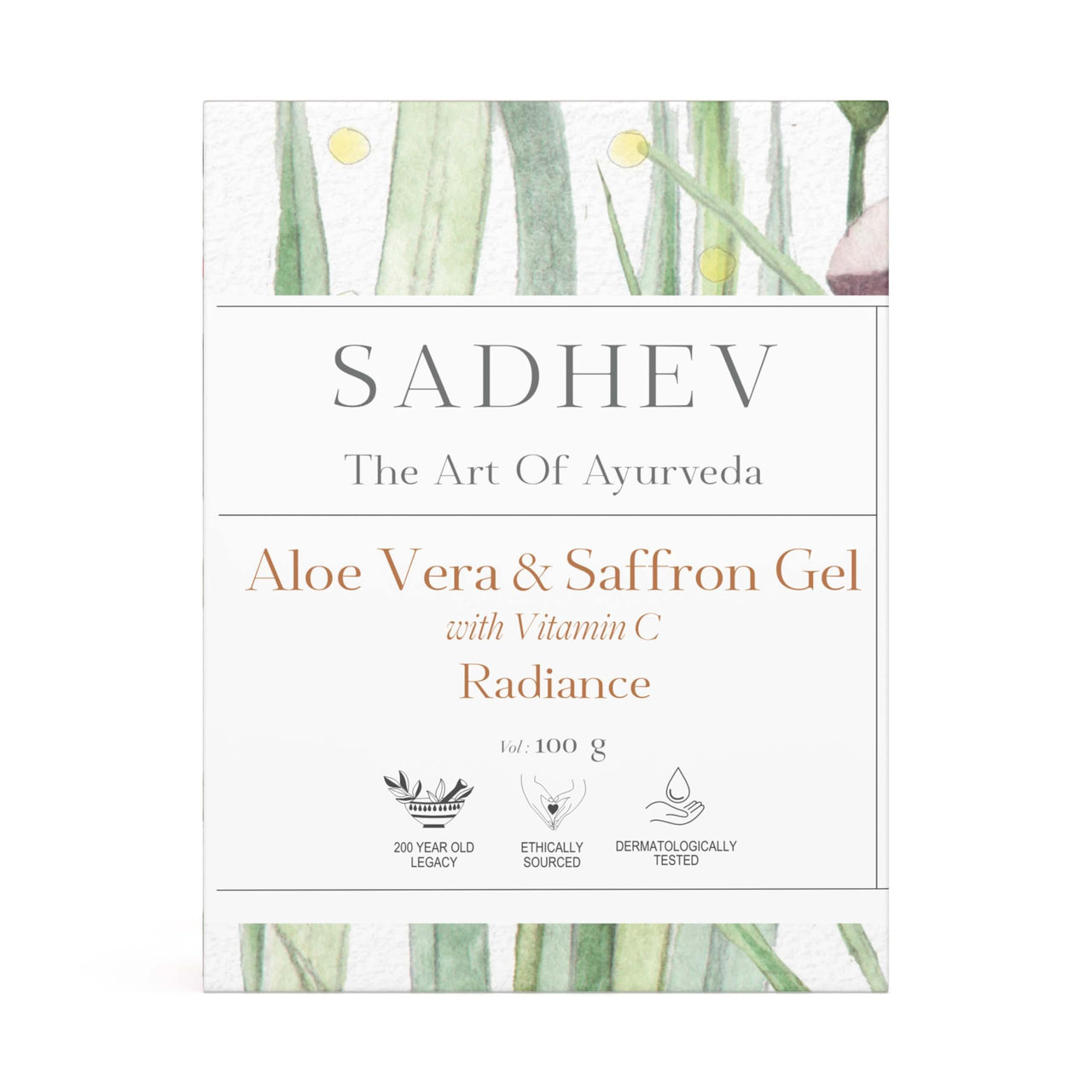 Sadhev's Aloe Vera & Saffron Face Gel with Vitamin C For Radiance, Suitable for All Skin Type, Paraben & Sulphate Free - 100 g - (Pack of 1)