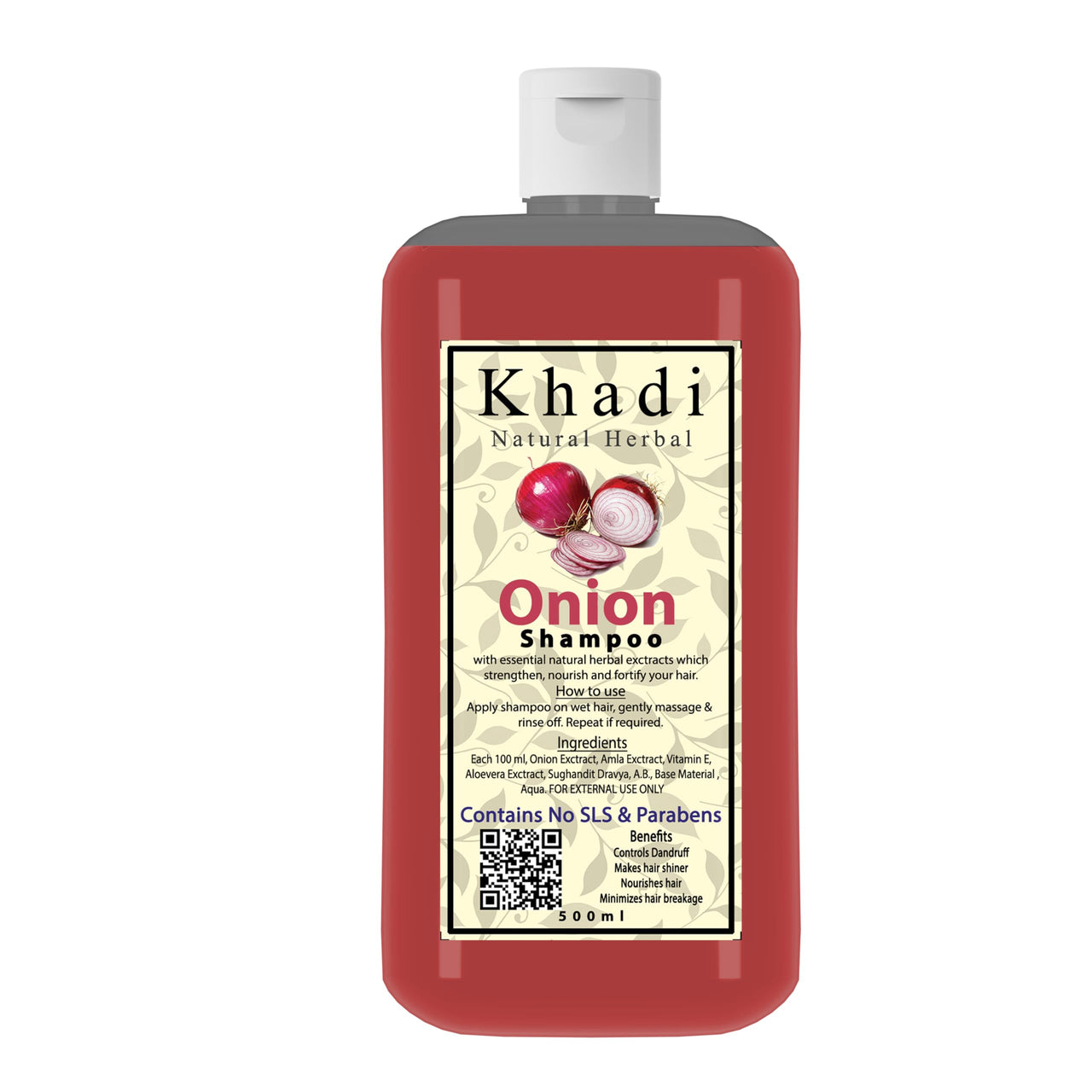Khadi Natural Herbal Onion Shampoo For Hair Growth 1000ml | Anti Dandruff Hair Fall Control Shampoo With Amla, Aloevera & Vitamin E Natural Extract | Strengthen & Nourished Hair Paraben & Sulphate Free 1Litre Pack