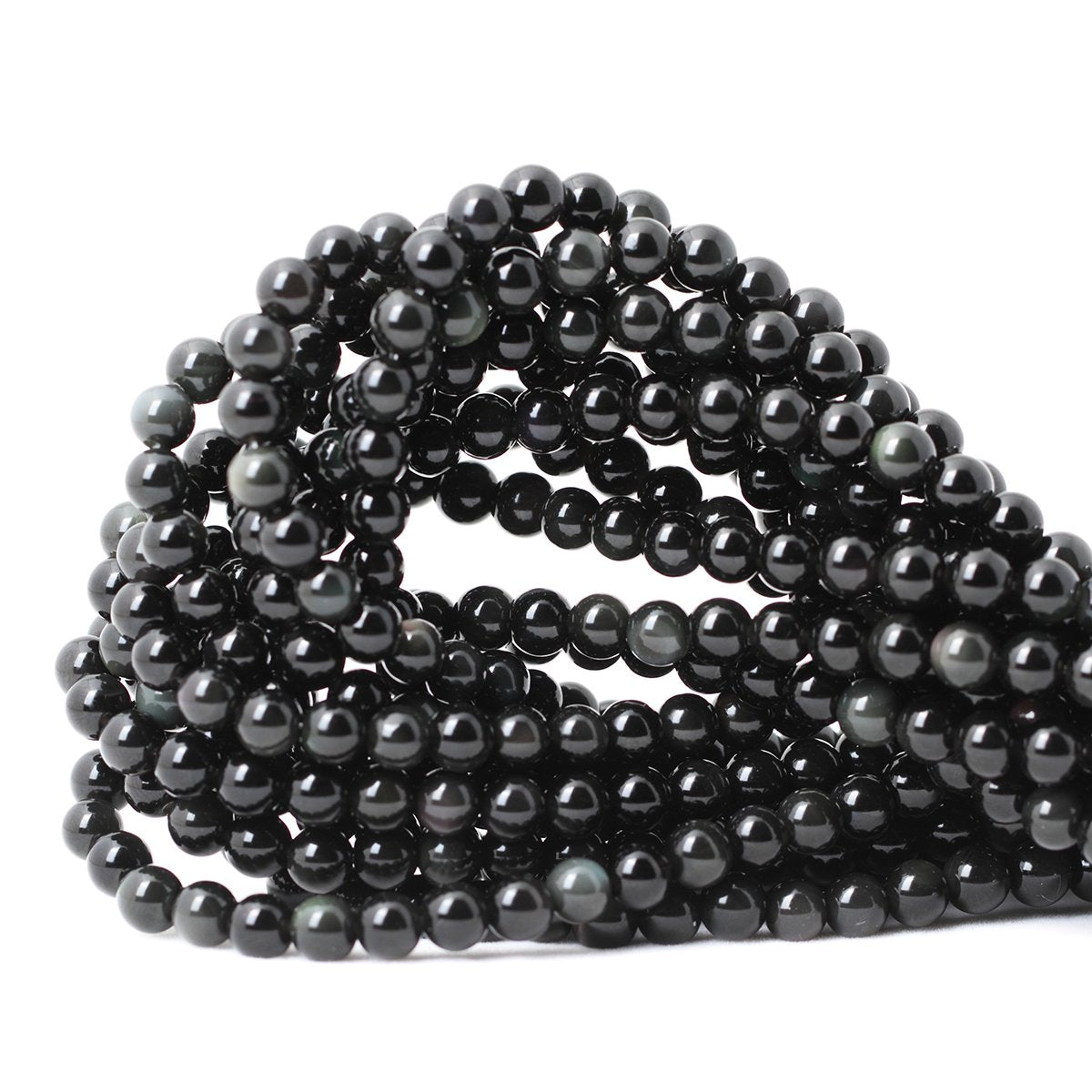 CHEAVIAN 60PCS 6mm Natural Black Obsidian Gemstone Round Loose Beads Crystal Energy Stone Healing Power for DIY Jewelry Making 1 Strand 15"