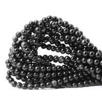 CHEAVIAN 60PCS 6mm Natural Black Obsidian Gemstone Round Loose Beads Crystal Energy Stone Healing Power for DIY Jewelry Making 1 Strand 15