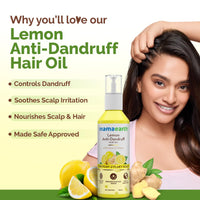 Mamaearth Lemon Anti-Dandruff Hair Oil for Flaky Scalp 100ml|Scalp Irritation Relief|Nourishes Scalp & Hair|Contains Lemon, Ginger, Apiscalp (Clinically Proven), Svetakutaja Oil, Neem, Salicylic Acid