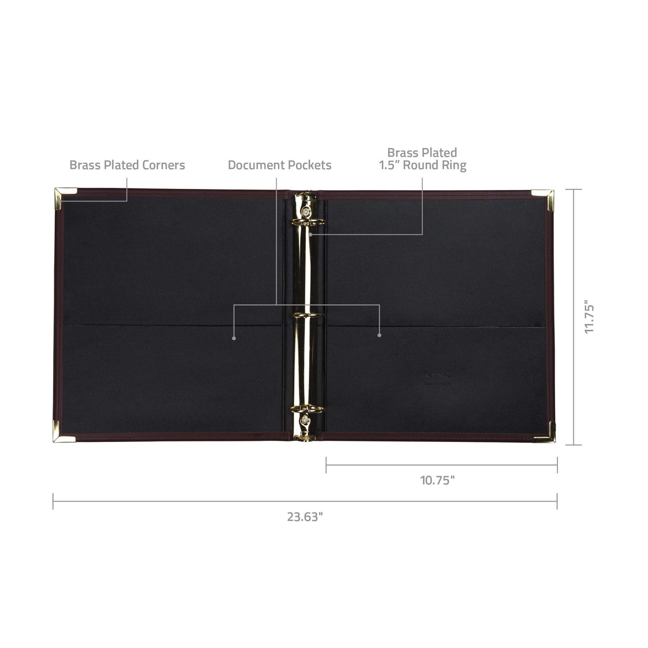 Samsill Classic Collection Executive Presentation 3 Ring Binder/Portfolio Binder, 1.5 Inch Binder, Brass Round Ring (Holds 325 Sheets), Burgundy